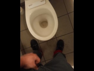 The Plumber Pisses with his Beautiful Dick in the Toilet which he Subdued