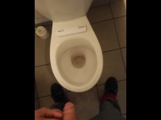 The Plumber Pisses with his Beautiful Dick in the Toilet which he Subdued