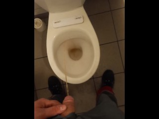 The Plumber Pisses with his Beautiful Dick in the Toilet which he Subdued