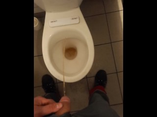 The Plumber Pisses with his Beautiful Dick in the Toilet which he Subdued