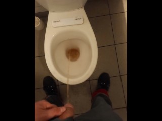 The Plumber Pisses with his Beautiful Dick in the Toilet which he Subdued