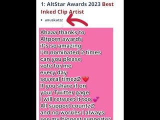 Anuskatzz got 2 times nominated at the altporn awards please vote several times daily - altpornNet