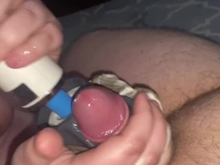 Using the magic wand to make him cum