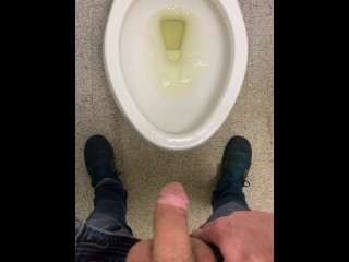 Working desperate to piss running to public restroom huge dick moaning relief almost wet myself