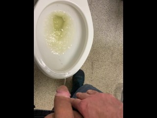 Working desperate to piss running to public restroom huge dick moaning relief almost wet myself