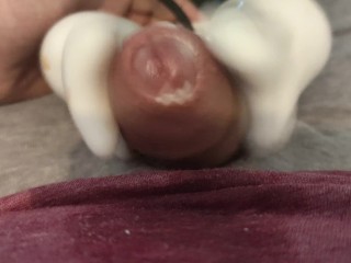 Precum off camera leads to a messy second cumshot