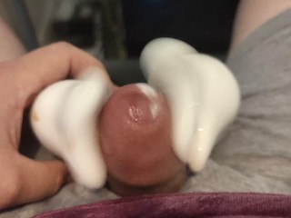 Precum off camera leads to a messy second cumshot