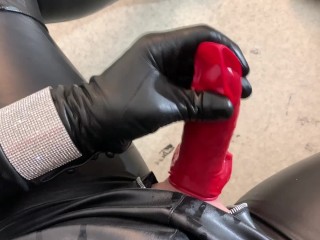 Sissy Glovecum 006 - red latex cock wanking with happy ending