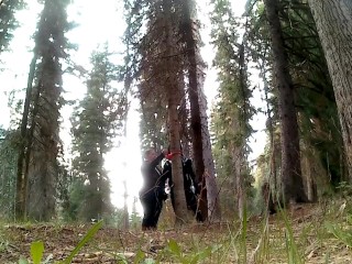 Pony gets blowjob in the woods