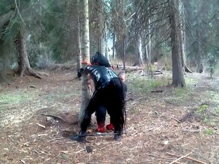 Pony gets blowjob in the woods