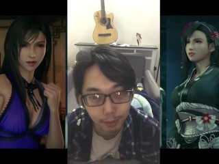 Final Fantasy Tifa最终幻想蒂法蒂法穿着办公室衣服，被压在墙上。 她直接射精了。 她的阴户爆炸了。