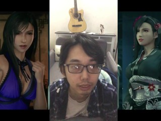 Final Fantasy Tifa最终幻想蒂法蒂法穿着办公室衣服，被压在墙上。 她直接射精了。 她的阴户爆炸了。