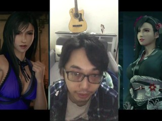 Final Fantasy Tifa最终幻想蒂法蒂法穿着办公室衣服，被压在墙上。 她直接射精了。 她的阴户爆炸了。