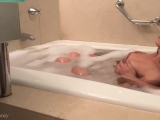 BATHTUB TITTY MASSAGE TURNS INTO HOT SHOWER SEX