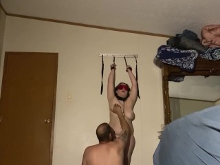 Teasing a princess while tied to a wall