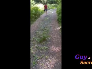 Hot girl flashes, fucks, and sucks on hiking trail, Outdoor gone hiking to get fucking