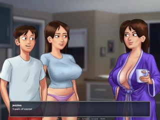 Summertime saga #48 - Masturbating while watching porn in the living room - Gameplay