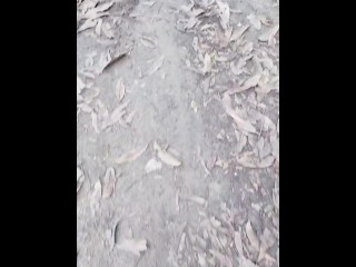 Masturbate using banana in the forest