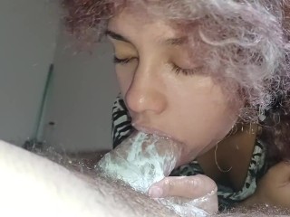 ebony teen slut who stuffed her throat in the dick until the creampie came out until she gagged🥛😋