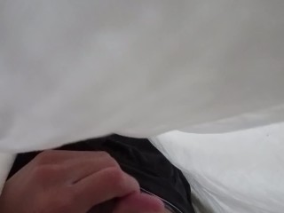 Wanking under white sheets