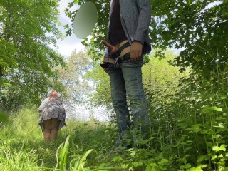 I hold my mother-in-law's tits while she jerks me off on the street