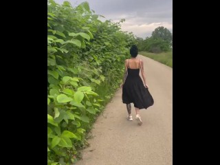 Stepmom outdoor voyer forest public show her panties