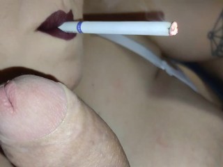 Smoking blowjob white filter closeup