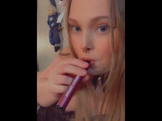 Sexy thick cat girl vaping