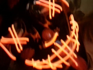 Playing with my pussy wearing latex gloves and purge mask