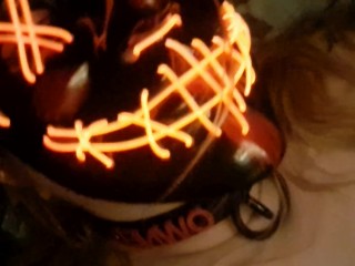 Playing with my pussy wearing latex gloves and purge mask