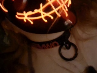 Playing with my pussy wearing latex gloves and purge mask