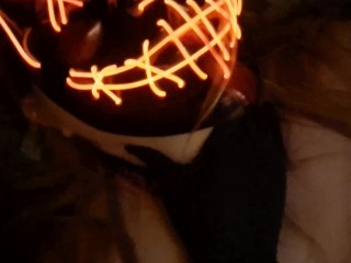 Playing with my pussy wearing latex gloves and purge mask