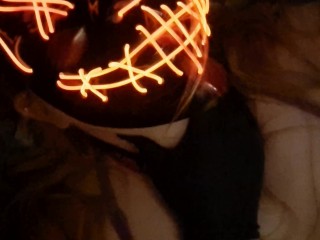 Playing with my pussy wearing latex gloves and purge mask