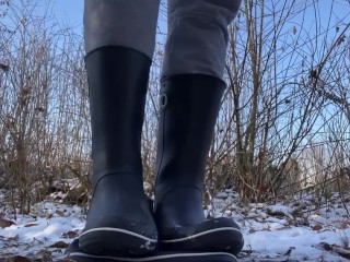 Rubber boots crush