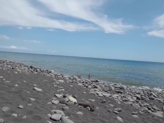 2nd part: Alone at the beach with transparent slip. Two strangers next to me