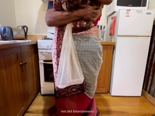 Indian Couple have Loud Soft sex in the Kitchen - Wife Kissed, Saree lifted up, Anal Fuck, Ass Spank