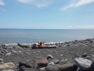 3rd part: Alone at the beach with transparent slip. One stranger changed place. Only dared look once