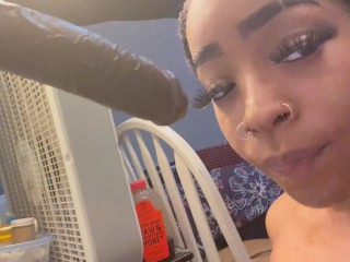 Dildo Blowjob by Black Babe