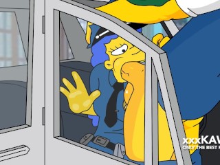 Police Marge tries to arrest Snake but he fucks her. - The Simpson hentai