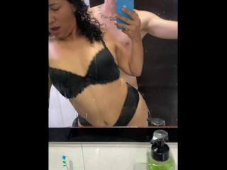 My stepcousin seduces me in the bathroom & I fuck her doggy style.