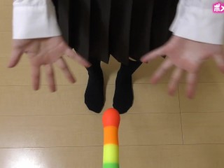 【主観 ASMR】制服姿の彼女がパンティを下ろして立ち素股【Hentai】ムチムチ 巨乳 色白 剛毛 ローション マッサージ カウントダウン オナサポ POV Japanese Asian