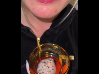 A blondie teen is sick and she's coughing, hocking and spitting loogies and phlegm