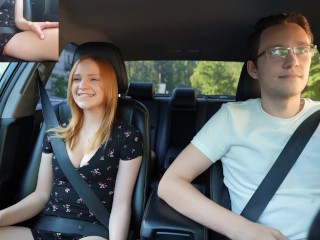 Surprise Verlonis for Justin lush Control inside her pussy while driving car in Public