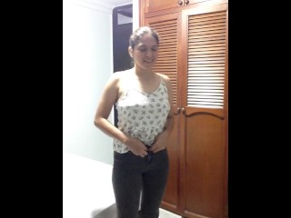 Sexy babysitter gets changed while doing hot dance