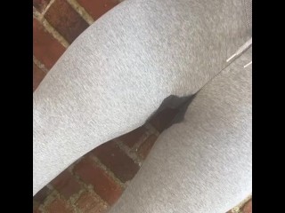 Public Pee Desperation In Tight Grey Pants Stuck Down Alleyway