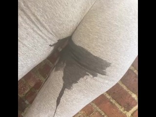 Public Pee Desperation In Tight Grey Pants Stuck Down Alleyway