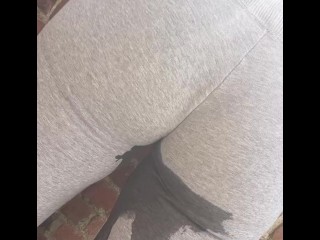 Public Pee Desperation In Tight Grey Pants Stuck Down Alleyway
