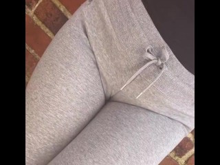 Public Pee Desperation In Tight Grey Pants Stuck Down Alleyway