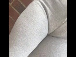 Public Pee Desperation In Tight Grey Pants Stuck Down Alleyway