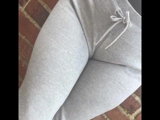 Public Pee Desperation In Tight Grey Pants Stuck Down Alleyway